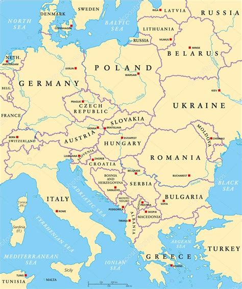 Mapa střední a východní Evropy