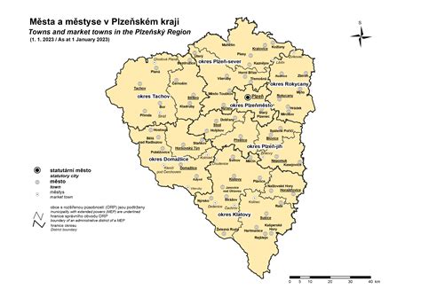 Mapa Plzeňského kraje s vyznačenými nemocnicemi
