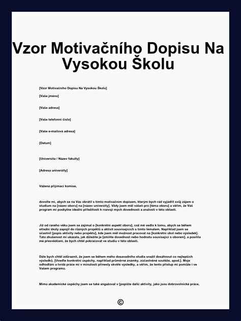 Ukázka formuláře přihlášky na vysokou školu