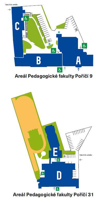 Mapa s vyznačením areálu Pedagogické fakulty MU