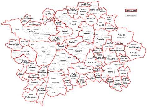 Mapa Prahy s vyznačenou lokalitou Ruzyně