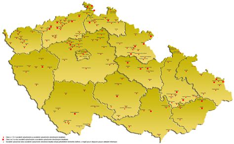 Mapa s vyznačenými lokalitami terénních cvičení