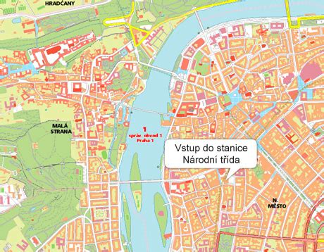 Mapa středověké Prahy s vyznačenými lokalitami výzkumů