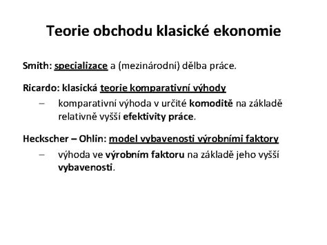 Schéma mezinárodního obchodu založeného na komparativní výhodě