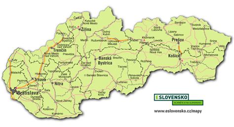 Mapa východního Slovenska