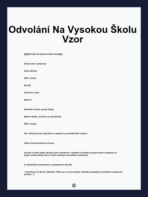 Ilustrace procesu podání odvolání na vysokou školu