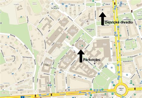 Mapa s vyznačením podzemních garáží u Národní technické knihovny