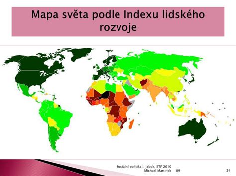 Mapa Indexu lidského rozvoje ve světě