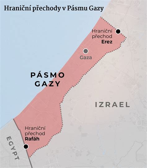Mapa Pásma Gazy a okolních oblastí