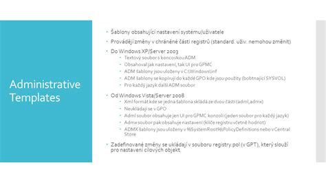 Struktura složky PolicyDefinitions pro ADMX šablony