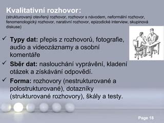 Typy rozhovorů pro sběr dat