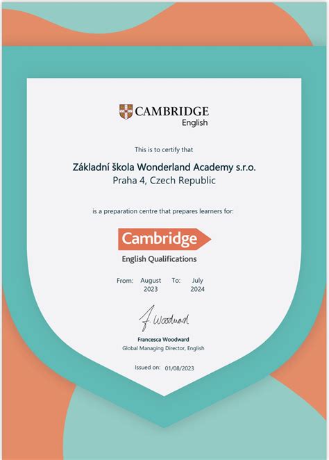 Certifikát Cambridge English