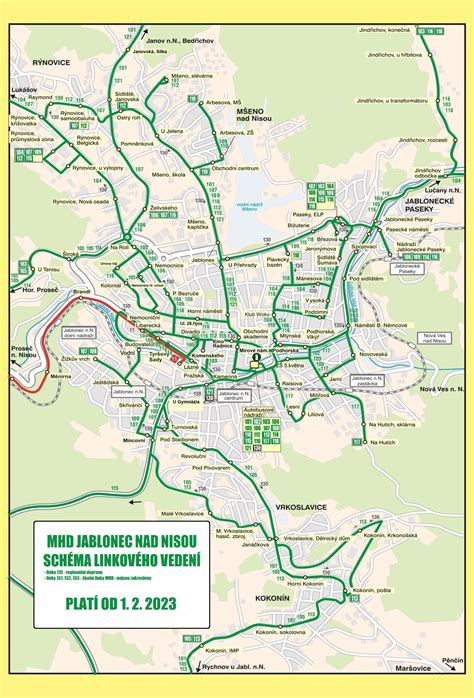 Mapa linek MHD Jablonec nad Nisou
