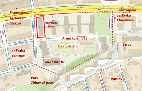 Mapa budov HAMU v Praze