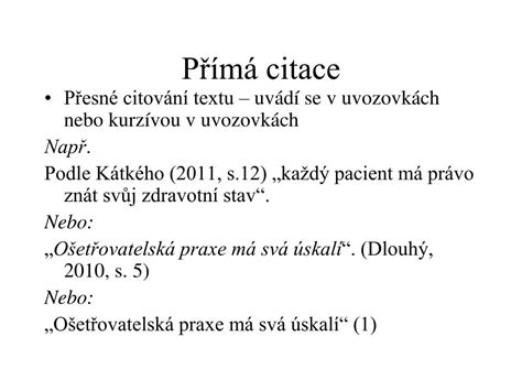 Příklady citací v textu