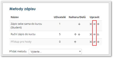 Přehled metod zápisu do kurzu Moodle