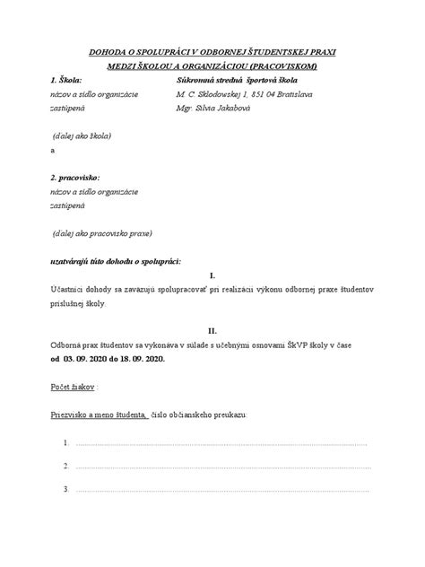 Dokumenty pro odbornou praxi