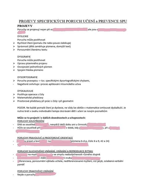 Schéma diagnostiky specifických poruch učení