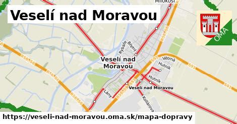 Mapa Veselí nad Moravou