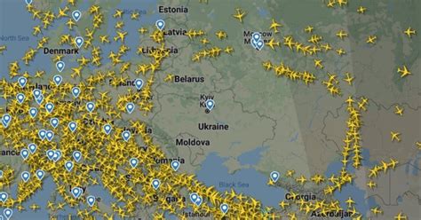Mapa leteckých tras v Evropě