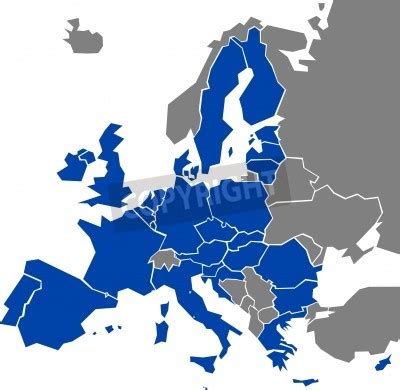 Mapa Evropy s vyznačenými členskými státy EU