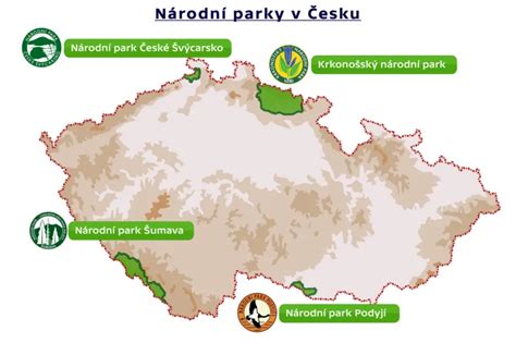 Mapa národních parků v České republice
