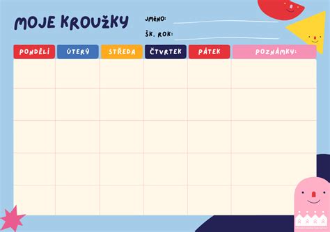 Rozvrh kroužků na základní škole
