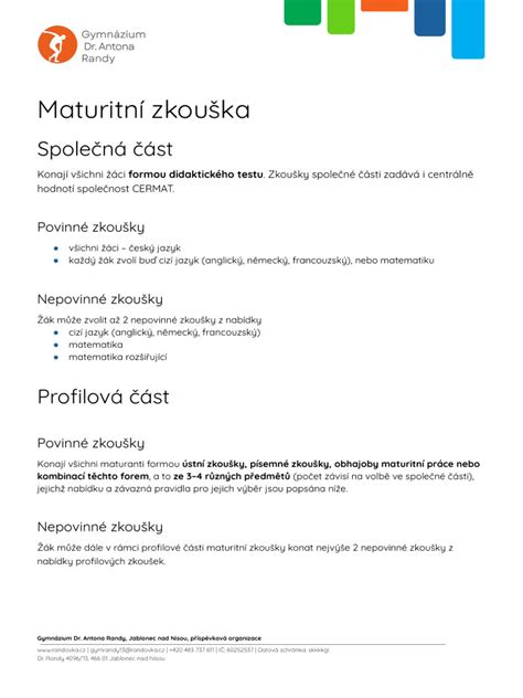 maturitní zkouška - společná část