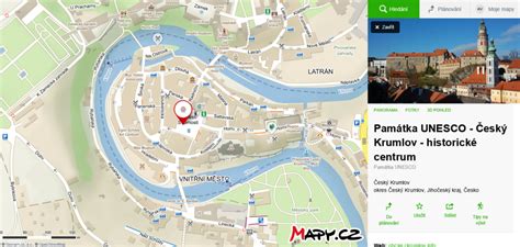 Mapa Českého Krumlova s vyznačenými turistickými cíli