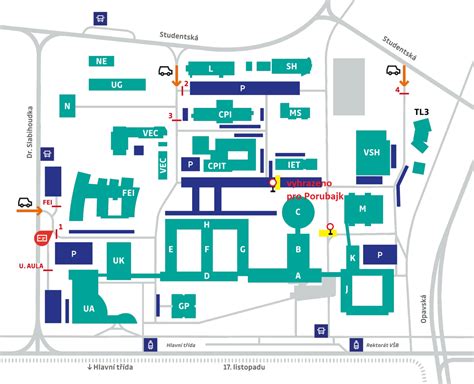 Mapa areálu VŠB-TUO
