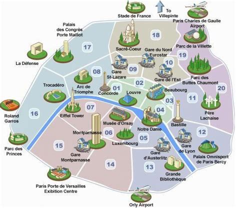 symbolická mapa Paříže s vyznačenými divadly