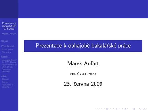 Schéma prezentace k obhajobě