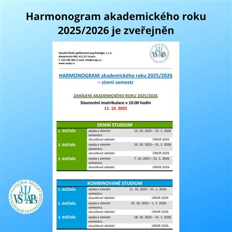 Harmonogram akademického roku