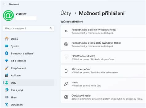 Možnosti přihlášení ve Windows 11