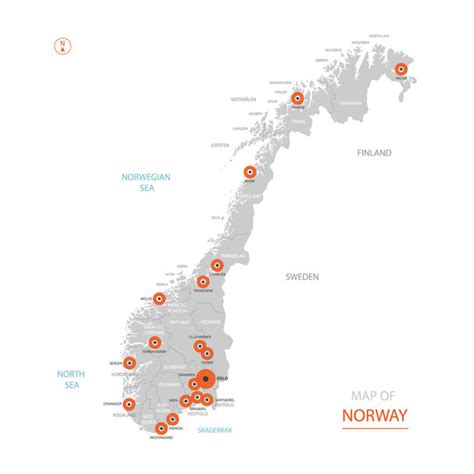 Detailní mapa norských fjordů
