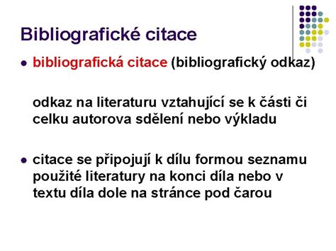 Struktura bibliografické citace podle normy
