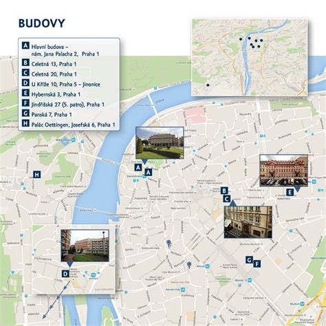 Mapa Prahy s vyznačením budovy Pedagogické fakulty Univerzity Karlovy