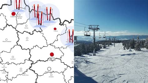 Mapa lyžařských středisek v Beskydech
