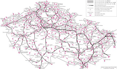 Mapa železničních tratí v okolí Děčína