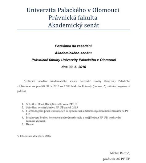 Organizační schéma Právnické fakulty Univerzity Palackého