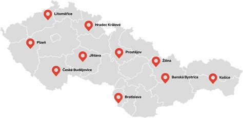 Mapa Českého Těšína s vyznačenými adresami školních budov