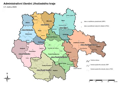 Mapa Jihočeského kraje s vyznačenou obcí Stráž nad Nežárkou