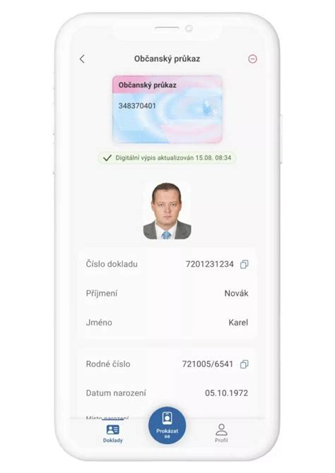 Ukázka mobilní aplikace eDoklady