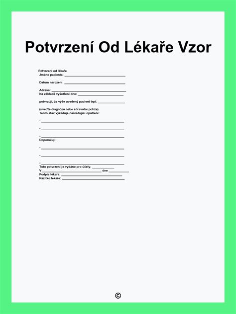 Ilustrace lékařského potvrzení pro studium