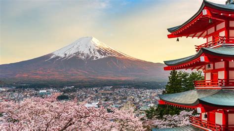 Japonská krajina s horou Fudži