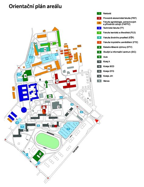 Mapa kampusu ČZU