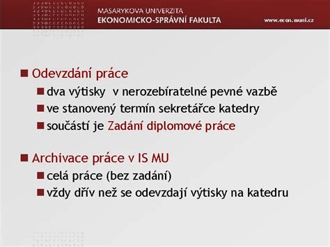 Ilustrace procesu odevzdání práce v IS MU