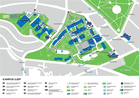 Mapa kampusu UJEP v Ústí nad Labem