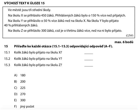 Ukázka testu z matematiky
