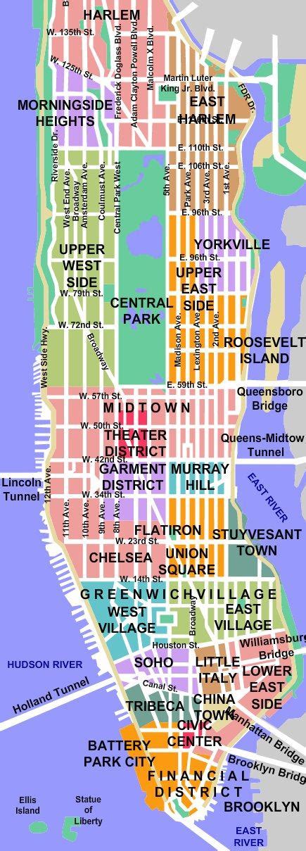 Mapa pěti částí New Yorku